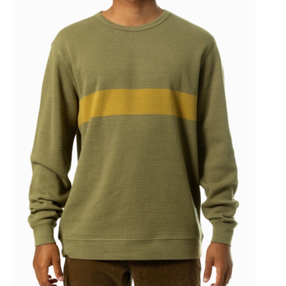 Katin Horizon Thermal Long Sleeve Olive Green Mustard Yellow Waffle Knit-Small